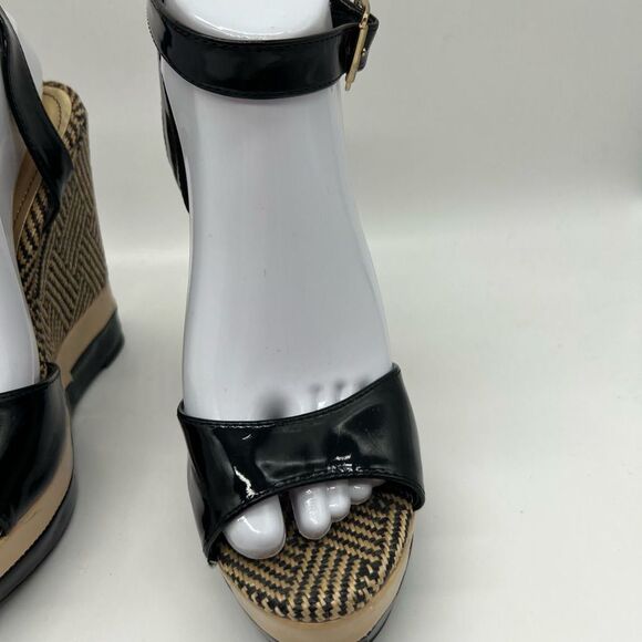 Bamboo Raffia Look Wedge Platform Sandals - Picture 5 of 11